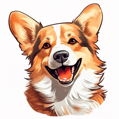clipart of a happy corgi, americana style, portrait, white background, vector style