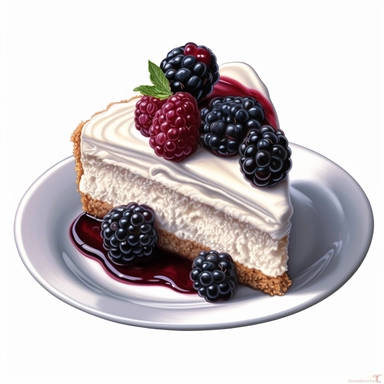 incredible detailed acrylic art piece of cake on white plate with one BlackBerry clipart, hyperrealism, clear picture in high resolution, highlights , white background, appetizing, clear and contrast image, reflections, very detailed drawing, menu illustration, realism, high quality, lighting like in a photo studio, advertising, hd