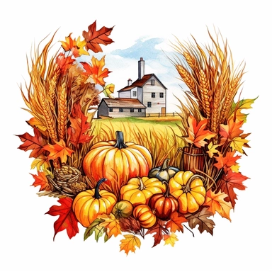 clipart of harvest festivals, autumn colors with white background, clearly defined separate image, high quality--ar3:4-no mockups, watermarks, numbers, writing, letters--q2--v5.1--s1000