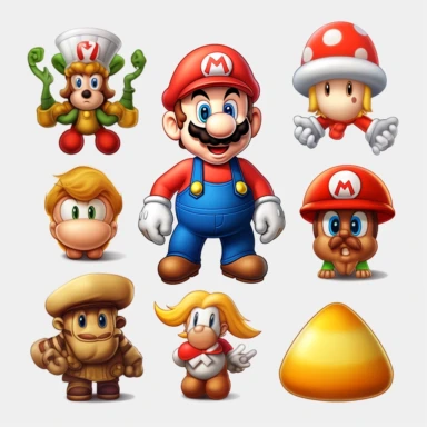 mario clipart collection with whitebackground