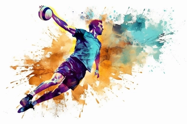 Watercolor, Generate an image of a volleyball player diving to make a dig clipart, hd, on a white background, spaced out