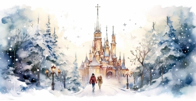 Adorable Christmas scene, clipart, disney animation style, watercolor, white background, I can’t believe how beautiful this is