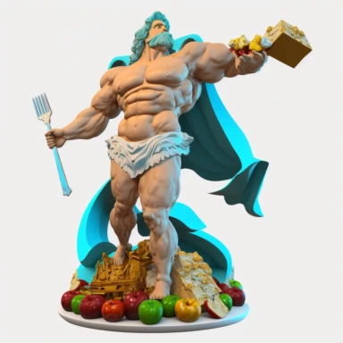 nutrition god as mascot as a food 3D clipart, 4K,in various types of foods with transparent background, insane detail