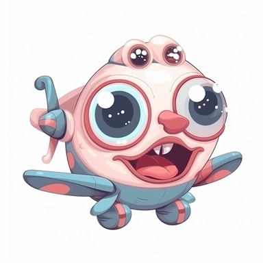 fantasy happy cute airplane mamal face, cartoon, clipart, mascot, isolated on white background