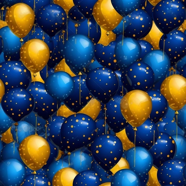 birthday balloons bright colors blue royal blue gold high detail deep blue background clipart seamless tile