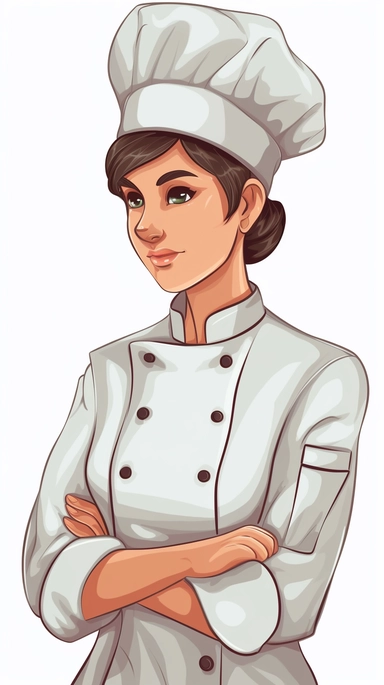 a chef male or female, clipart style, white background