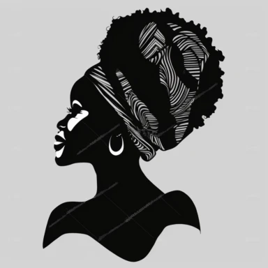 Black Woman silhouette, Afro female, hairstyle, cartoon, vector, sharp focus, super detailed, illustration, 16:9, v4, q2, 16k, High quality, clipart