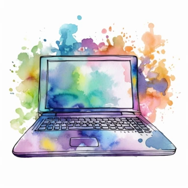 computer and laptop watercolor clipart