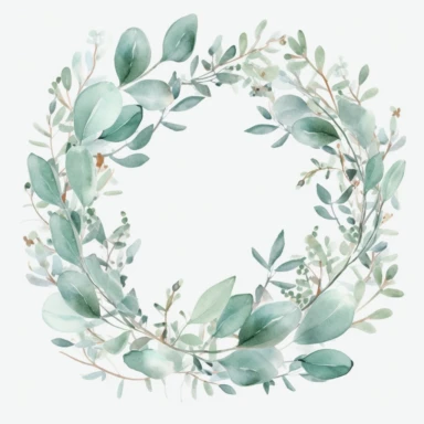 eucalyptus Wreath Watercolor - eucalyptus frame - Delicate ethereal soft frame for Wedding invite Logo - Digital clipart PNG