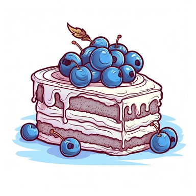 coloring page, sketch, blueberry cake clipart, hd , chocolate covered cherries, cartoon style, thick lines, low detail, no shading ar 9:11