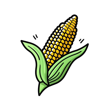 1 corn clipart, white background, simplified,