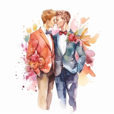 clipart watercolor gay wedding couple