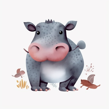 simplified single hippo clipart, simple shapes, no lines, no outlines, clipart most popular on etsy, featured on dribble, cartoon animals clipart, minimalist, computer vector graphic design clip art, watercolor illustration clipart, watercolour clipart, watercolor illustration for kids and children, book illustration, print on demand image, PNG transparent background