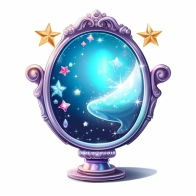 cute semi-realistic 3d magical mirror clipart, isolated on white background