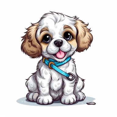 Cute Beautiful Happy Face Puppy Full body Sublimation Clipart,Cartoon,hyper realistic, intricate detail, illustration style,high solution,on the white background
