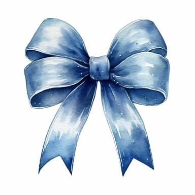 watercolor blue christmas bow clipart
