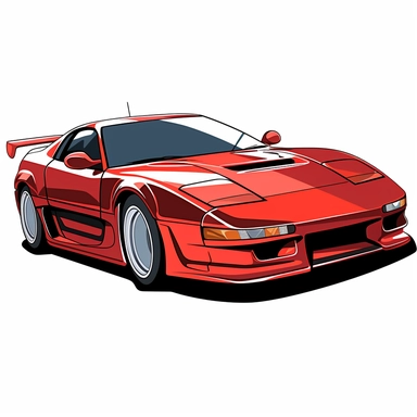 ，red sport car drawing vector clipart 1, in the style of tatsuo miyajima, greg hildebrandt, paul corfield, long lens, masculine, sōsaku hanga, ue5，white clean background
