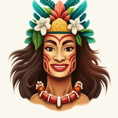 hula dancer smiling realistic face white background clipart