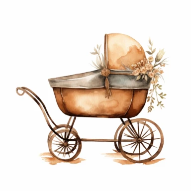 CLIPART, cute, boho, simple baby carriage illustration, newborn, nursery, maternity, texture