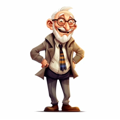 Happy Funny Old Man Clipart, white background