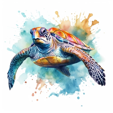 watercolour illustration free brushstrokes, beautiful and joyful, turtle, mark brooks, naturecore, animal clipart, isolated on a white background