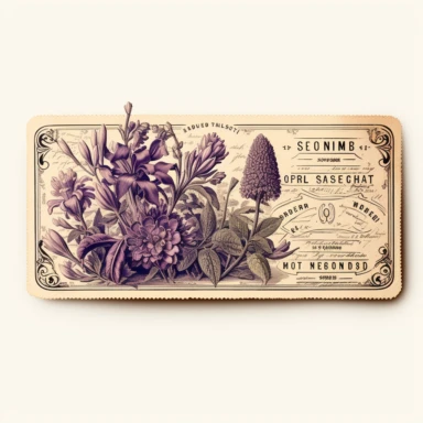 a clipart of a ticket with french lavender on it, vintage style