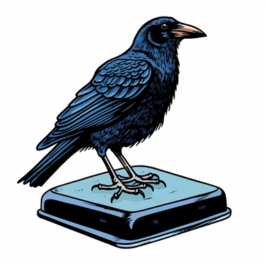 a crow a top of heat press machine. ClipArt