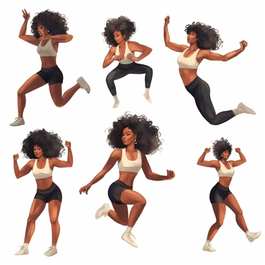handpainted modern black woman exercising clipart