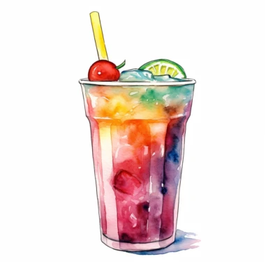 cold beverage clipart, watercolor, white background,