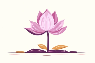flat vector clipart of a one lotus flower, side view, pastel violet color, on white background, 4k uhd
