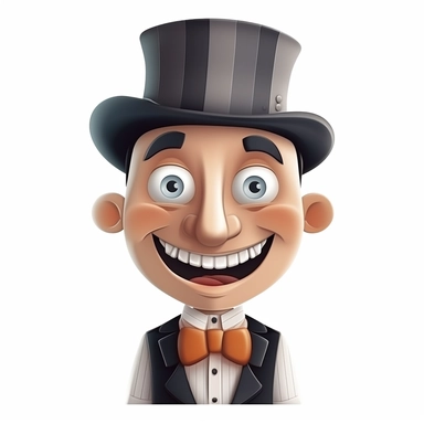happy cute Street Entertainer face, cartoon, clipart, mascot, isolated on white background