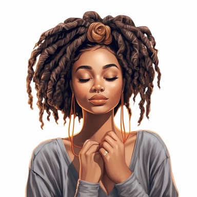 ultra detailed Black Girl Self Love Clipart , solid white background, beautiful , Self-Love and Confidence, super cute, super cool, Goddess Locs , contour, portrait photography by ANIMATION