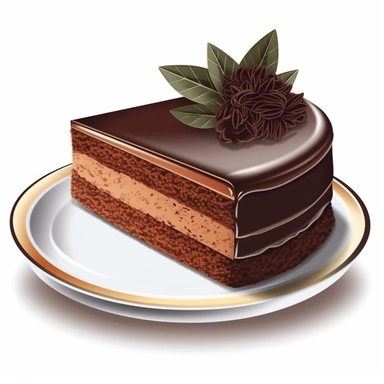Generate a clipart image of a chocolate blackout cake. Showcase a rich chocolate cake filled and frosted with dark chocolate ganache, creating a delectable and indulgent treat.