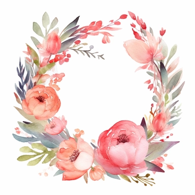 elegant Mother’s Day wreath ,watercolor clipart ,minimalist ,beautiful colors,isolated white background,8k