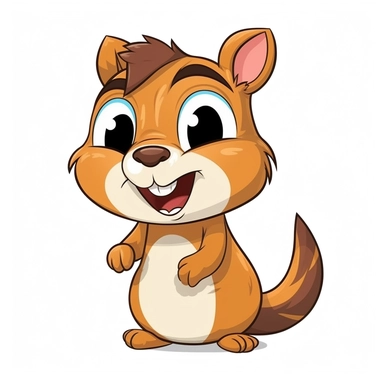 friendly cartoon chipmunk modern clipart vector, white background, no outline
