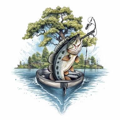 Gone Bass Fishing clipart,White backgroun