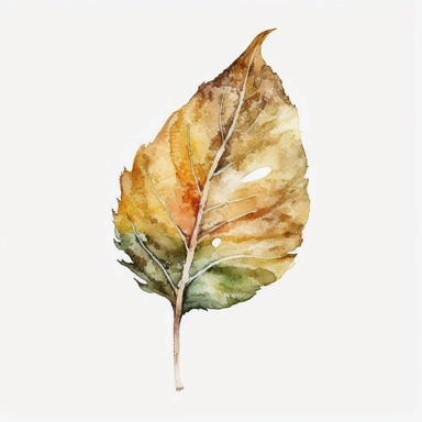 Watercolor clipart, autumn, leaf, white background, no text