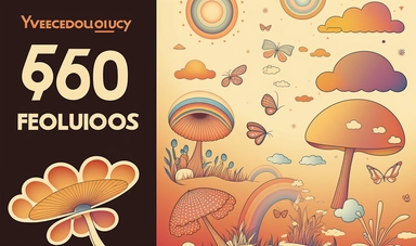 Vector set of 60s and 70s psychedelic clipart. Retro groovy mushrooms, flowers, eyes, sun, moon, butterfly. Cartoon hippie stickers. Vintage boho illustrations. Abstract trippy art as soft ethereal dreamy background, professional color grading, copy space