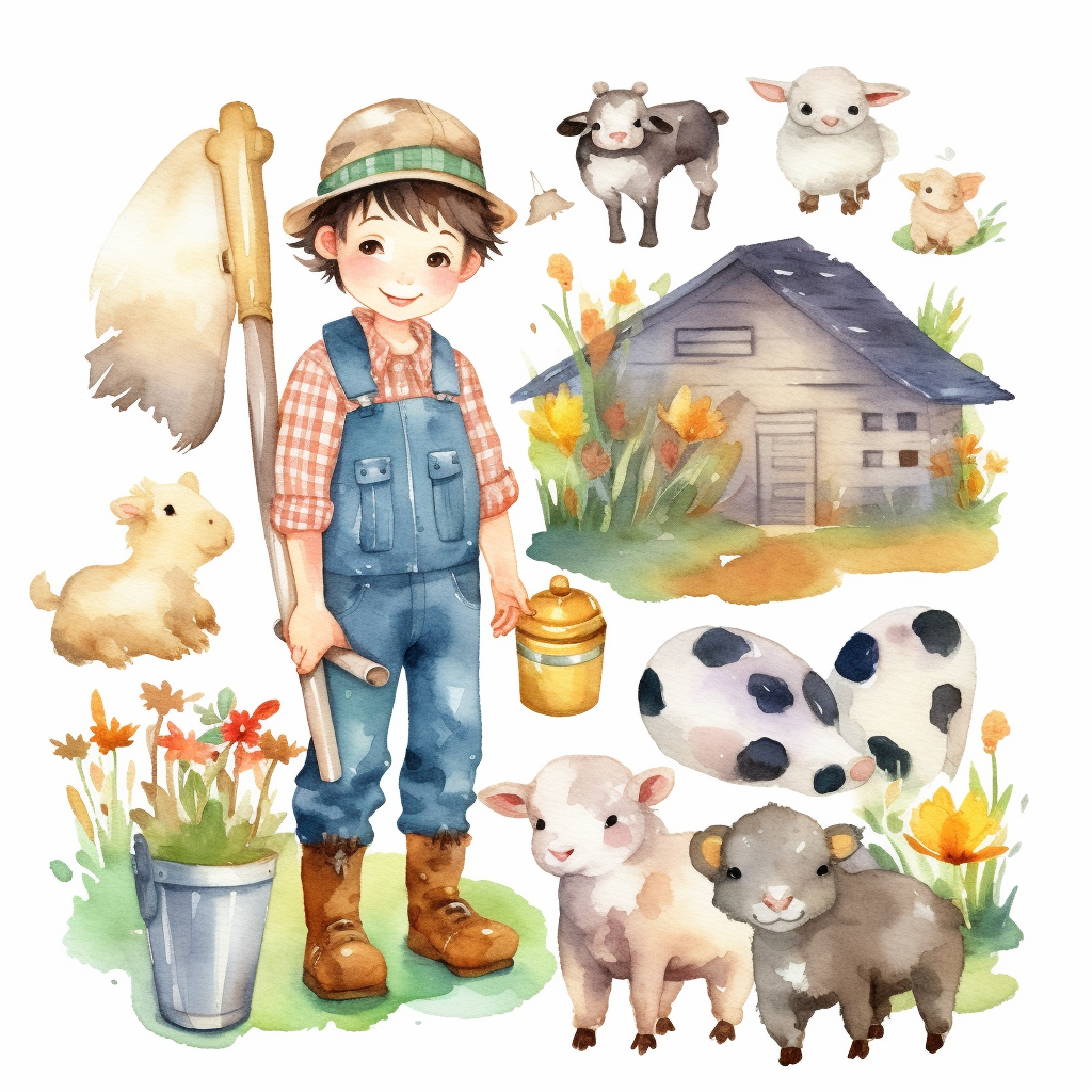 boy farming cliparts