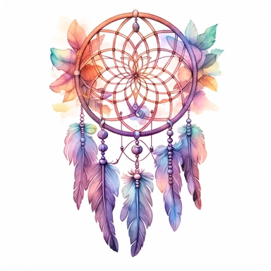 dream catcher, clipart, intense white and deep pastel colors, dnd, watercolor, no background, isolated on a white background, self contained, well defined edges, by amy sol and magali villeneuve and susan bourdet and ross tran, spaced out, glowy, intricate, 8k