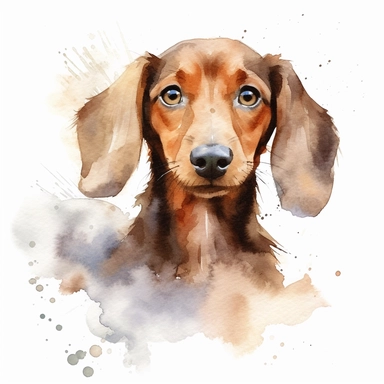an adorable watercolor clipart image of a Dachshund dog with a white background