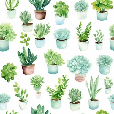 jade succulent plant clipart + white background + watercolor style
