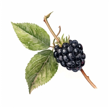 An endearing watercolor black berry clipart of black berry single image 300DPI