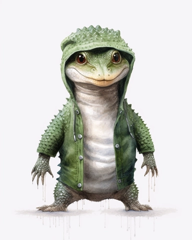 a realistic baby crocodile clipart with watercolor illustration, full body shot ,8k, style of Bohemian, style of Anna Süßbauer and Jon Klassen,vector, Vector, white background,Solid Background, Sharpness and clarity, masterpiece, trending on Artstation and Dribbble.