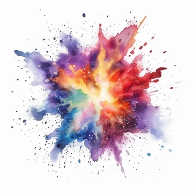 watercolor clipart, one individual star, exploding , white background