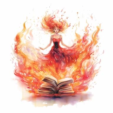 watercolor fire Fairy Libraries, flame around, detailed, hd, clipart