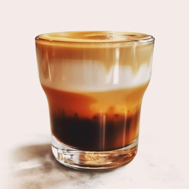 1:8 amazing Cortado coffee drink in a mug, The cortado can have a base of anything from two to four shots of espresso, The base is followed up by a layer of steamed milk, tasteful, watercolor, clipart, high contrast, highly detailed, octane render, hd, 8k, isolated white background
