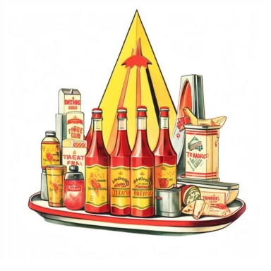 watercolor and ink styling, retro futuristic space age ketchup and mustard bottles, clipart on plain white background, 50s vibes, super high detail ultra precision 16k HD, clean crisp brushwork, painted by Beatrix Potter