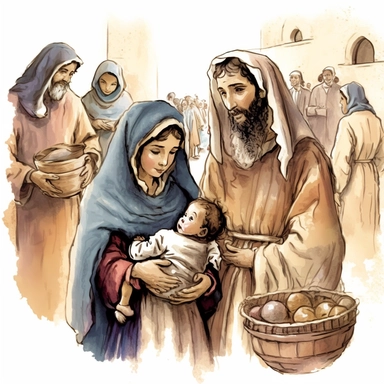 , BIBLE STORY, WATER COLOR, CLIPART, BIRTH OF JESUS, MOTHER MARY WITH JOSEPH AND BABY JESUS IN A MANGER