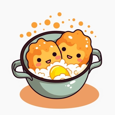 kawaii scrambled eggs, clipart